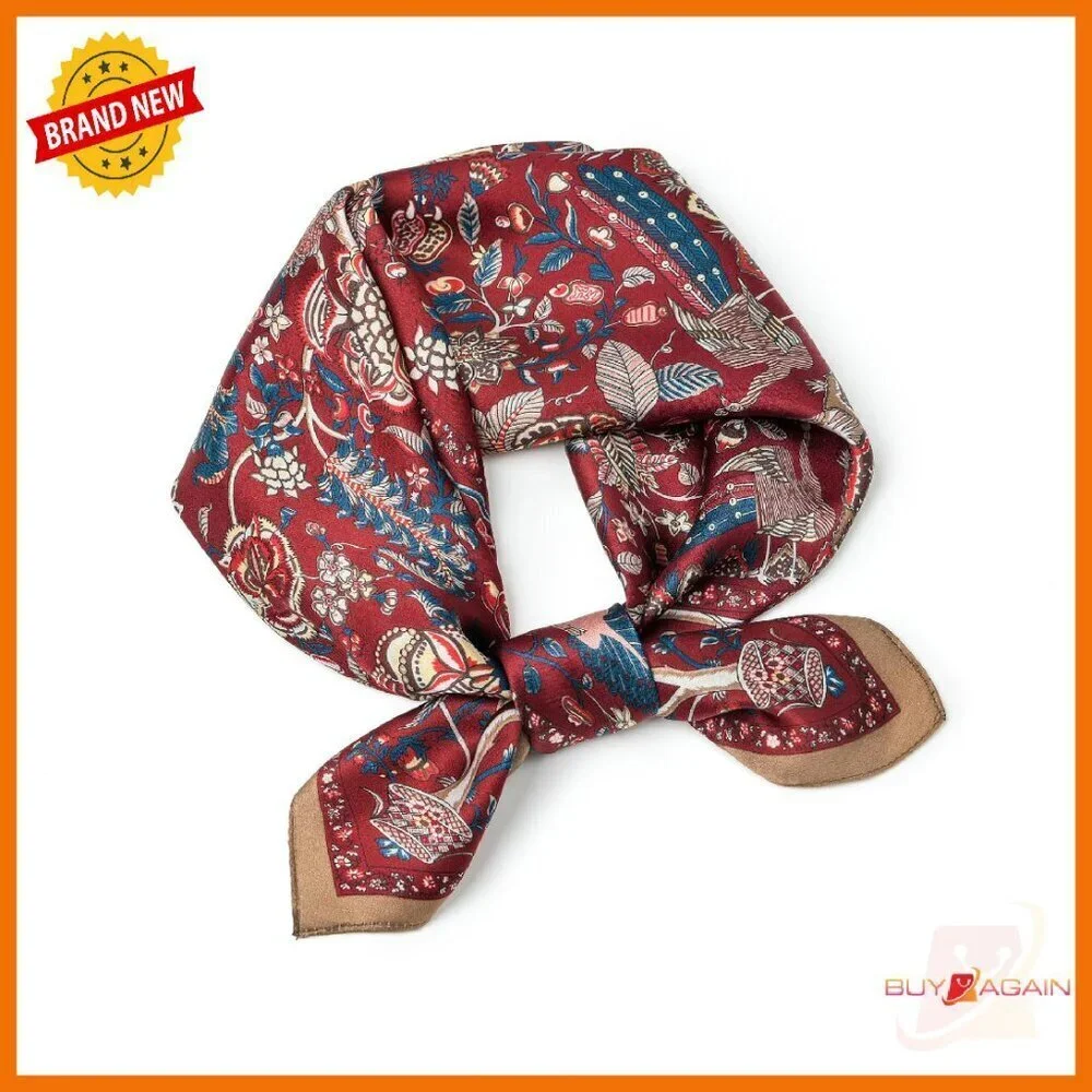 100% Mulberry Silk Square Scarf 25.6x25.6 Lightweight Versatile Accessory